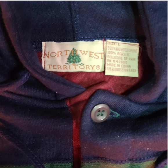Vintage 90s Northwest Territory Colorblock Stripe Hoodie Vtg Outdoor Multicolor - Picture 4 of 4